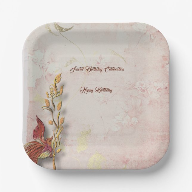 Crimson whispers 40th birthday paper Plates  (Front)