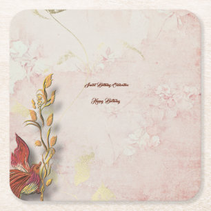 Crimson whispers square paper coaster