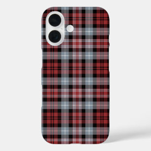 Crimson White and Black Plaid iPhone 16 Case