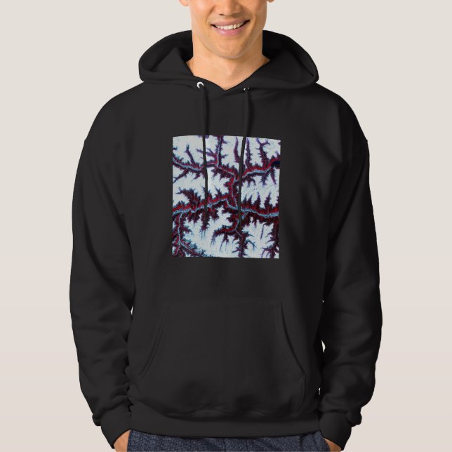 Crimson White Blue River Mountain Pattern Hoodie (Front)
