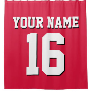 Crimson White Sports Jersey Team Jersey Shower Curtain