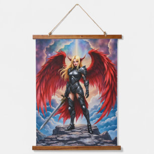 Crimson Wing – Fallen Angel Warrior.  Hanging Tapestry