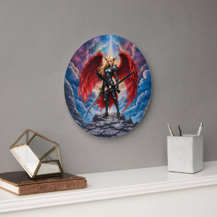 Crimson Wing – Fallen Angel Warrior. Large Clock