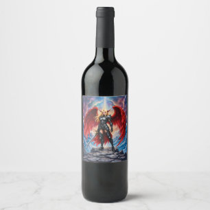 Crimson Wing – Fallen Angel Warrior. Wine Label