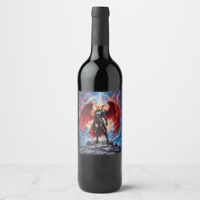Crimson Wing – Fallen Angel Warrior.  Wine Label (Front)