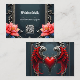 Crimson Winged Heart Gothic Romance Elegant . Enclosure Card