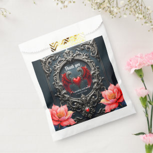 Crimson Winged Heart Gothic Romance Elegant . Favour Bags