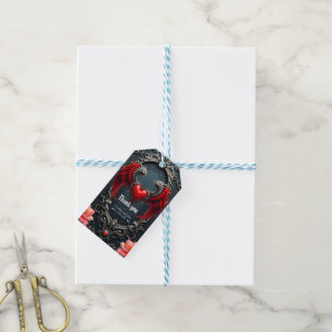 Crimson Winged Heart  Gothic Romance Elegant .  Gift Tags