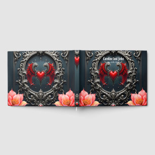 Crimson Winged Heart Gothic Romance Elegant . Guest Book