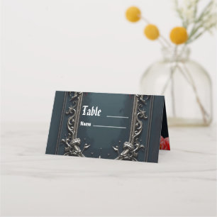 Crimson Winged Heart Gothic Romance Elegant . Place Card