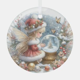 Crimson Wonder in Winter’s Glow Glass Tree Decoration