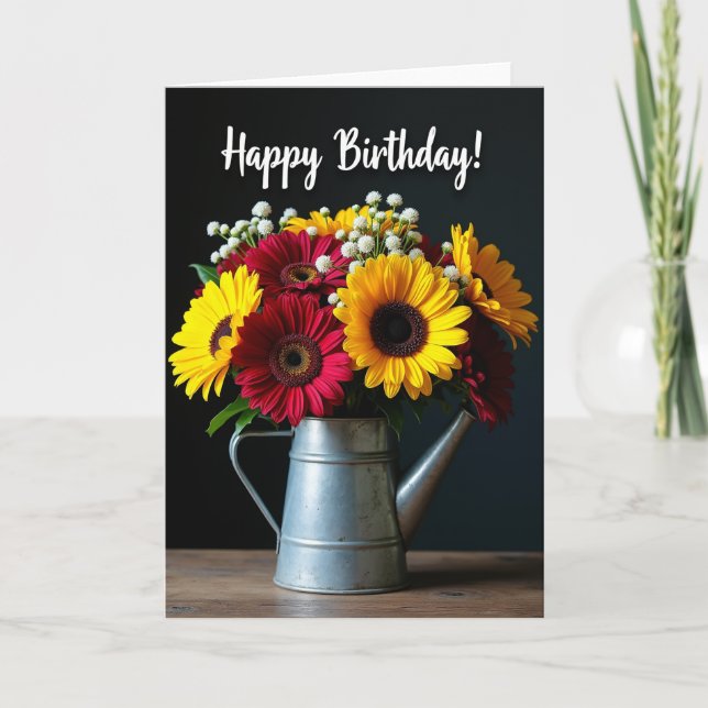 Crimson Yellow Birthday Card (Front)