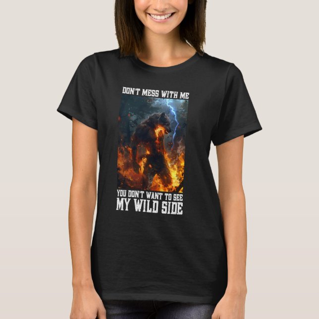 Cringy Werewolf Warning Wolf Meme Cringe Alpha Wol T-Shirt (Front)