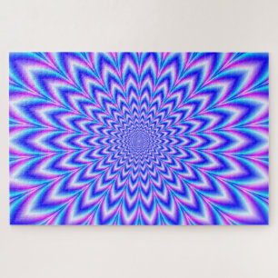 Crinkle Cut Pulse in Blue Pink and Violet Jigsaw Puzzle