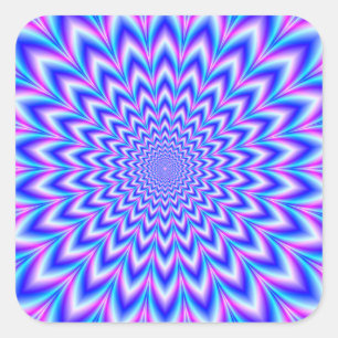 Crinkle Cut Pulse in Blue Pink and White Square Sticker