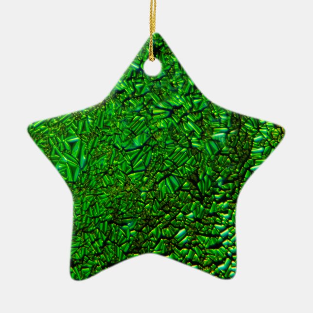 Crinkle green fused glass ceramic tree decoration (Front)