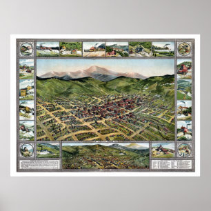 Cripple Creek, CO Panoramic Map - 1896 Poster