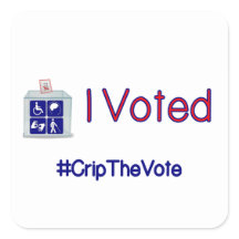 #CripTheVote I VOTED stickers (square) small