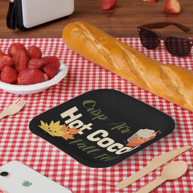 Crisp Air Hot Cocoa Fall Feels Paper Plate (Picnic)