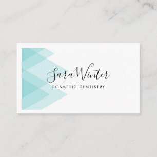 Crisp Blue Geometric and Script Business Card