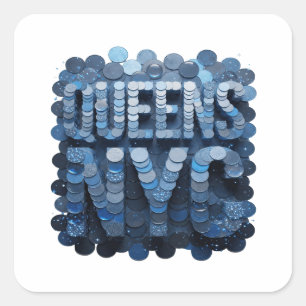 Crisp Blue QUEENS NYC Gift Sticker
