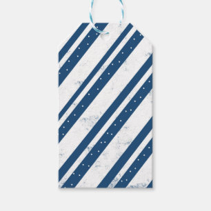 Crisp Blue White Stripe Christmas Gift Tags