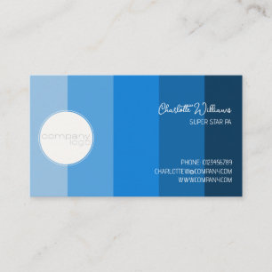 CRISP CONTEMPORARY BLUE COLOR STRIPES COMPANY LOGO BUSINESS CARD