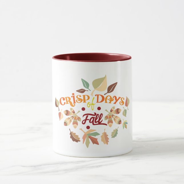 Crisp Days of Fall Autumn Leaves Typography Design Mug (Center)