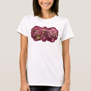 Crisp Gold CALIFORNIA Artistic Motif T-Shirt