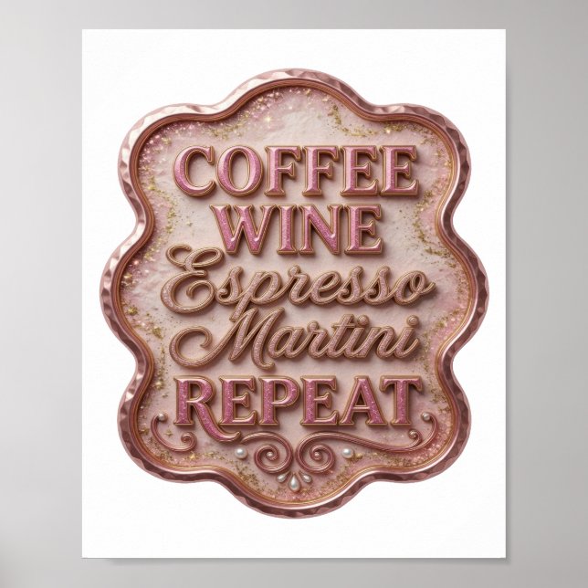 Crisp Gold COFFEE WINE ESPRESSO MARTINI REPEAT Poster (Front)