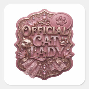 Crisp Gold OFFICIAL CAT LADY Decal Art Square Sticker