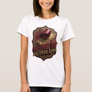 Crisp Gold WINE IS MY TRUE LOVE Statement Tee
