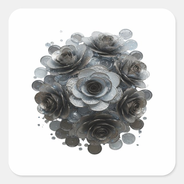 Crisp Grey Abstract Vinyl Style Square Sticker (Front)