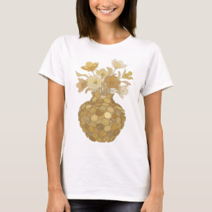Crisp Grey GOLDEN FLOWERS Custom Design T-Shirt
