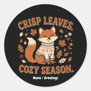 Crisp Leaves Cosy Season Autumn Fox Cottagecore Classic Round Sticker
