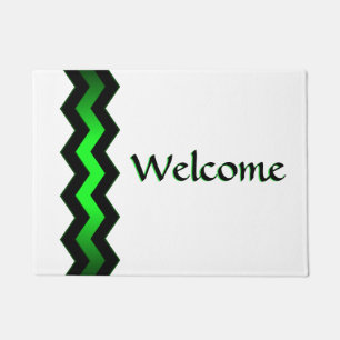 Crisp Modern Green Accent Welcome Doormat