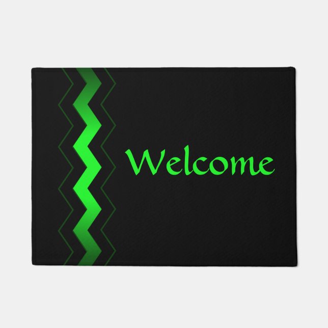 Crisp Modern Green Accent Welcome Doormat (Front)