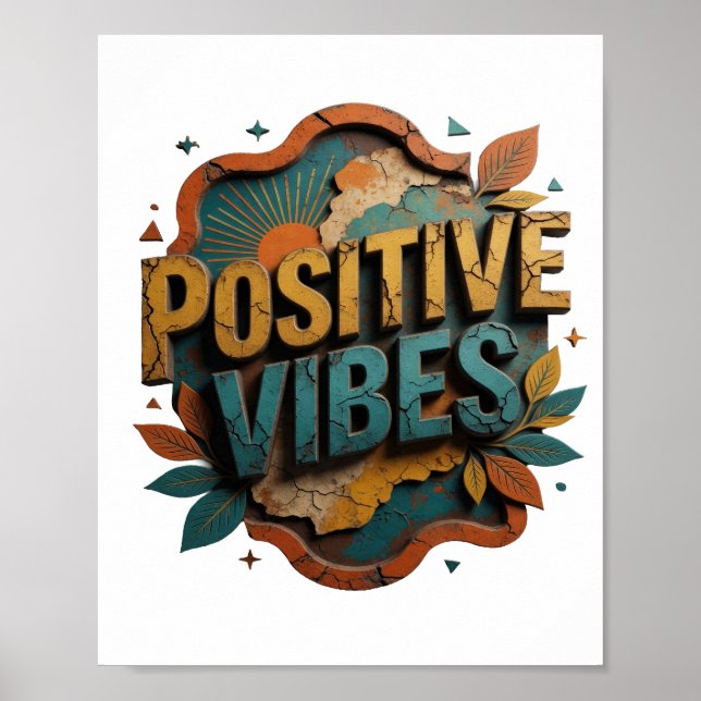 Crisp Orange POSITIVE VIBES Custom Tee Poster (Front)