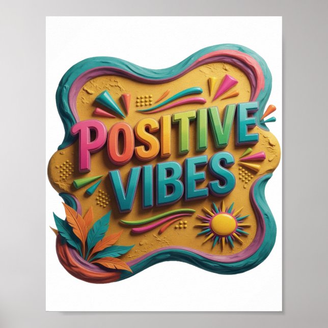 Crisp Orange POSITIVE VIBES v2 Poster (Front)