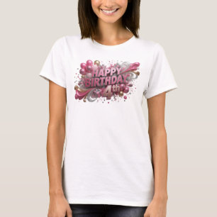 Crisp Pink HAPPY BIRTHDAY 4TH Slogan Tee