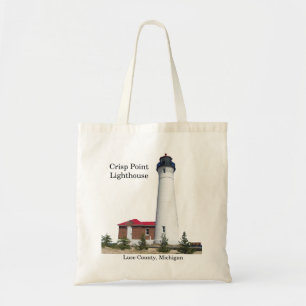 Crisp Point Lighthouse cut out tote bag