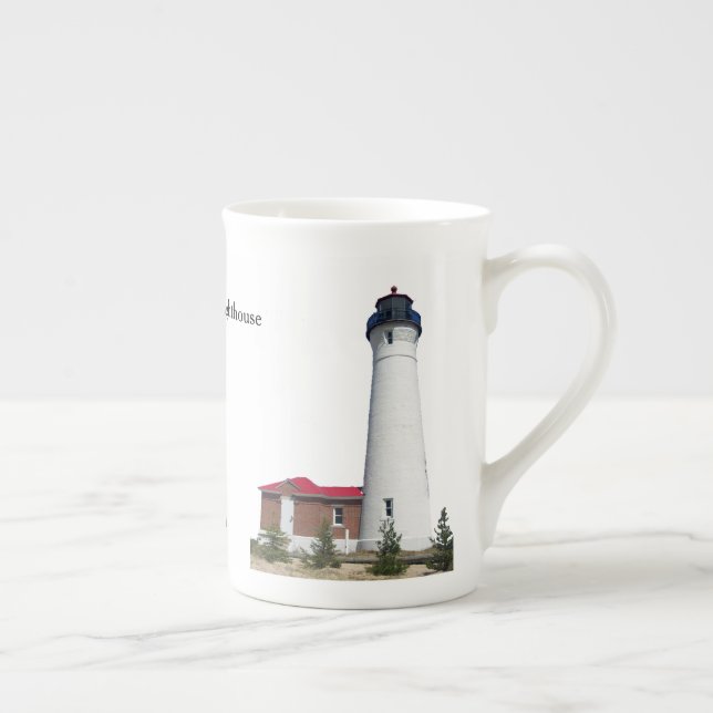 Crisp Point Lighthouse cutout bone china mug (Right)