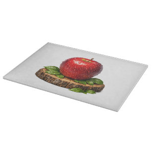 Crisp Red Realistic Wet Apple Cutting Board