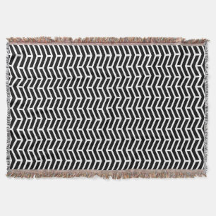 Crisp Sharp Opposing Arrows Chevron Black White Throw Blanket