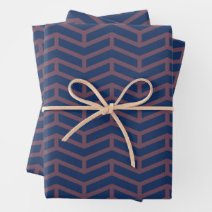 Crisp Sharp Opposing Arrows Chevron Blue Pink Wrapping Paper Sheet