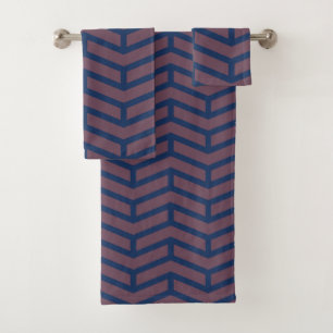 Crisp Sharp Opposing Arrows Chevron Pink Blue Bath Towel Set