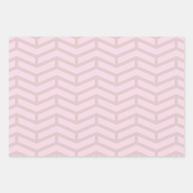 Crisp Sharp Opposing Arrows Chevron Pink Neutral Wrapping Paper Sheet (Front)