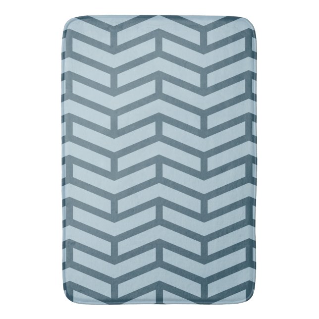 Crisp Sharp Opposing Arrows Chevron Two Tone Blues Bath Mat (Front Vertical)