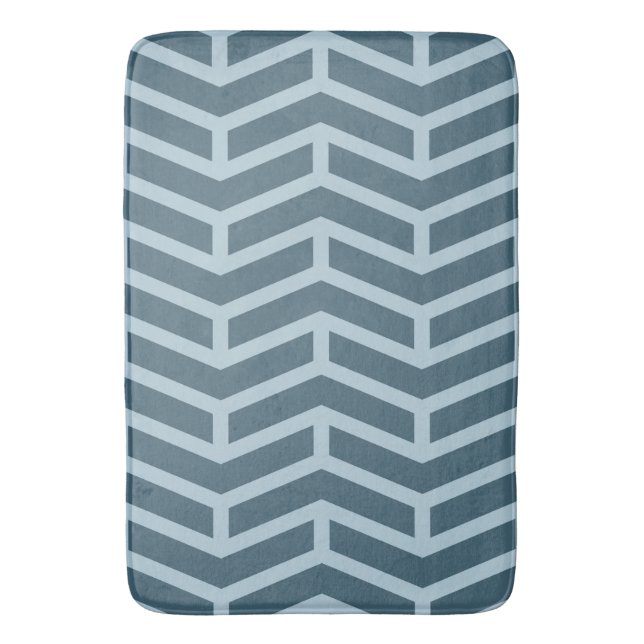 Crisp Sharp Opposing Arrows Chevron Two Tone Blues Bath Mat (Front Vertical)