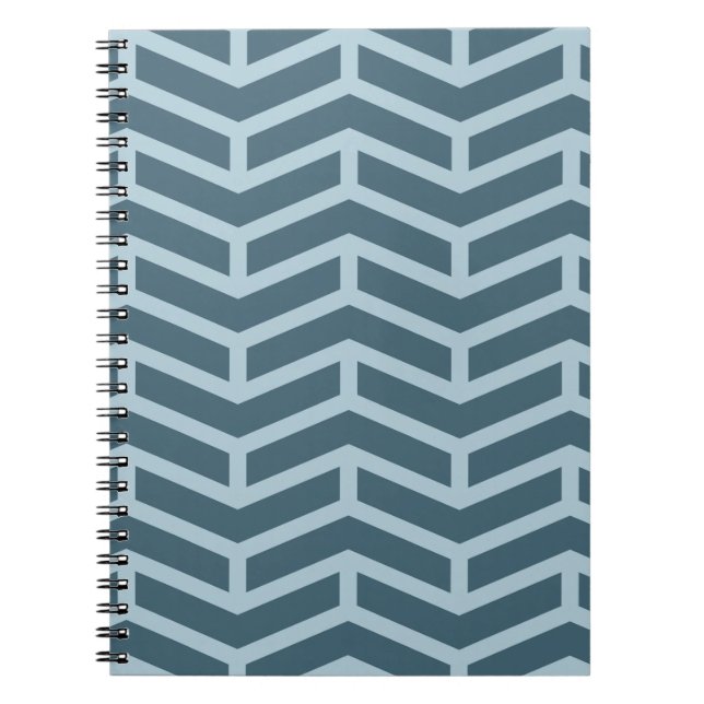 Crisp Sharp Opposing Arrows Chevron Two Tone Blues Notebook (Front)